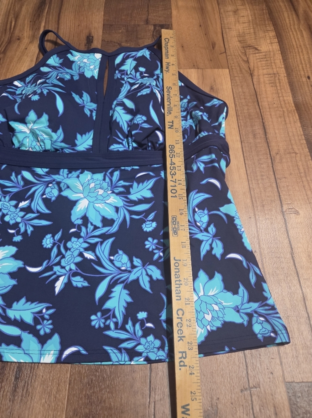 Lands End Ladies Gorgeous Navy/teal Floral Tankini Top. Sz 16 NWOT - Picture 4 of 7